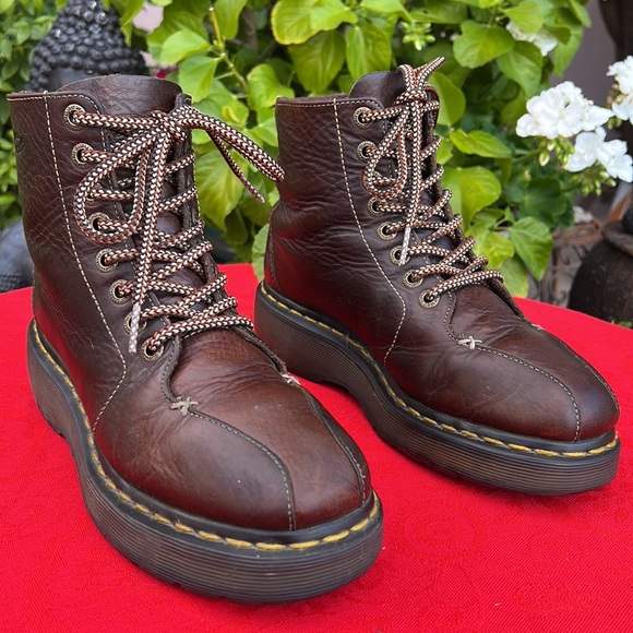 Dr. Martens Vintage Wedge Platform Brown Leather Boots - Picture 3 of 17